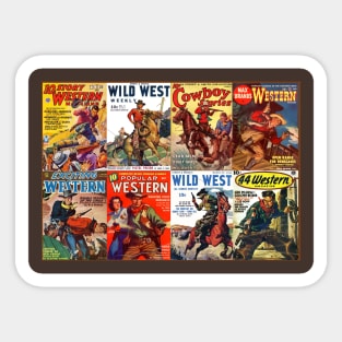 Vintage Western Pulp Magazine Cover Collage Sticker
